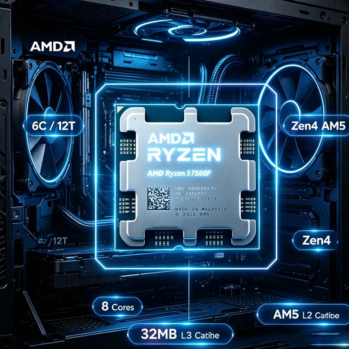 Amd Cpu Ryzen 5 - AMD Ryzen 5 7500F CPU Gaming
