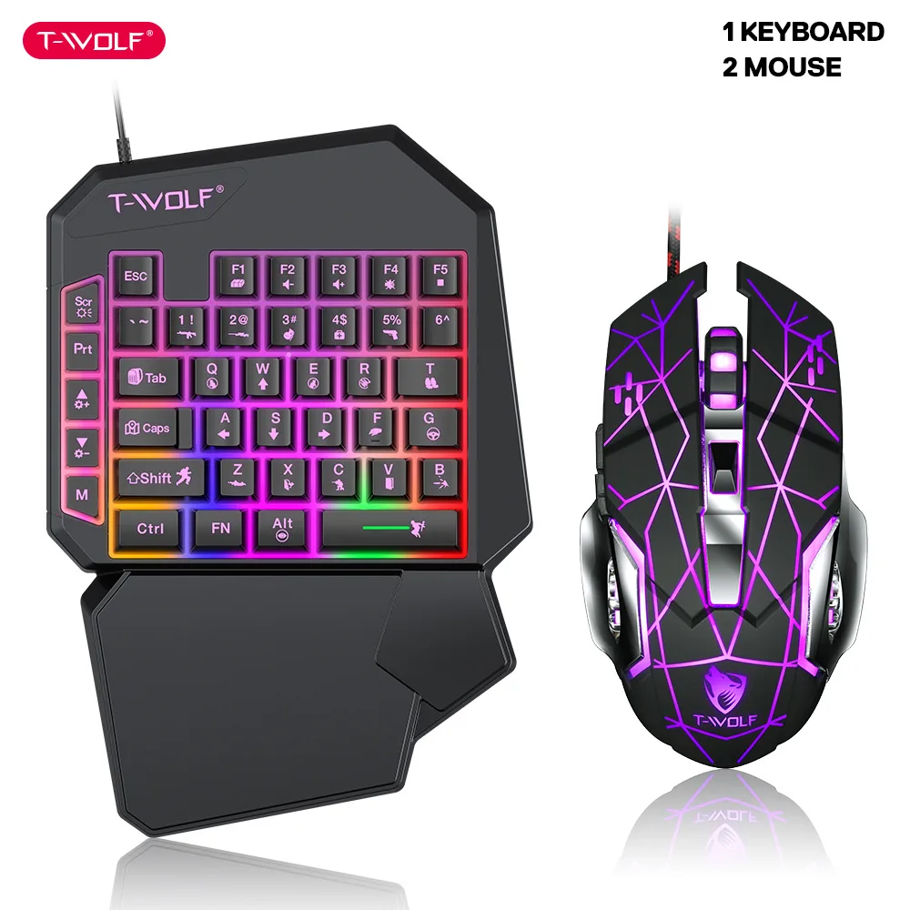 Gaming Keyboard Mobile - T-WOLF TF900 satu tangan Keyboard takhta