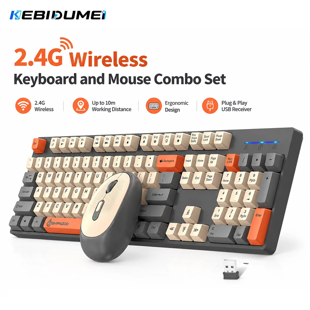 Gaming Keyboard Mouse Set - KEBIDUMEI Set Keyboard dan Mouse Nirkabel