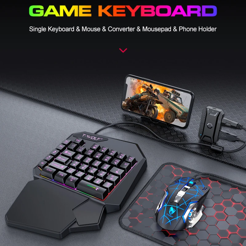 T-WOLF TF900 satu tangan Keybo - Gaming Keyboard Mobile ulasan dan harga